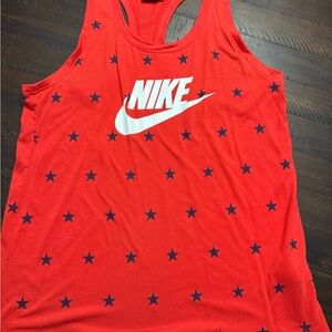 Nike Red Tank with Blue Stars can be worn causal or for workouts